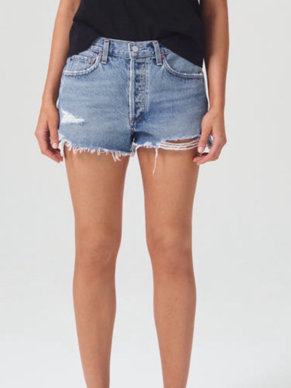 AGOLDE Parker Shorts Women’s Grudge Distressed High Rise Cutoff Denim Size 28